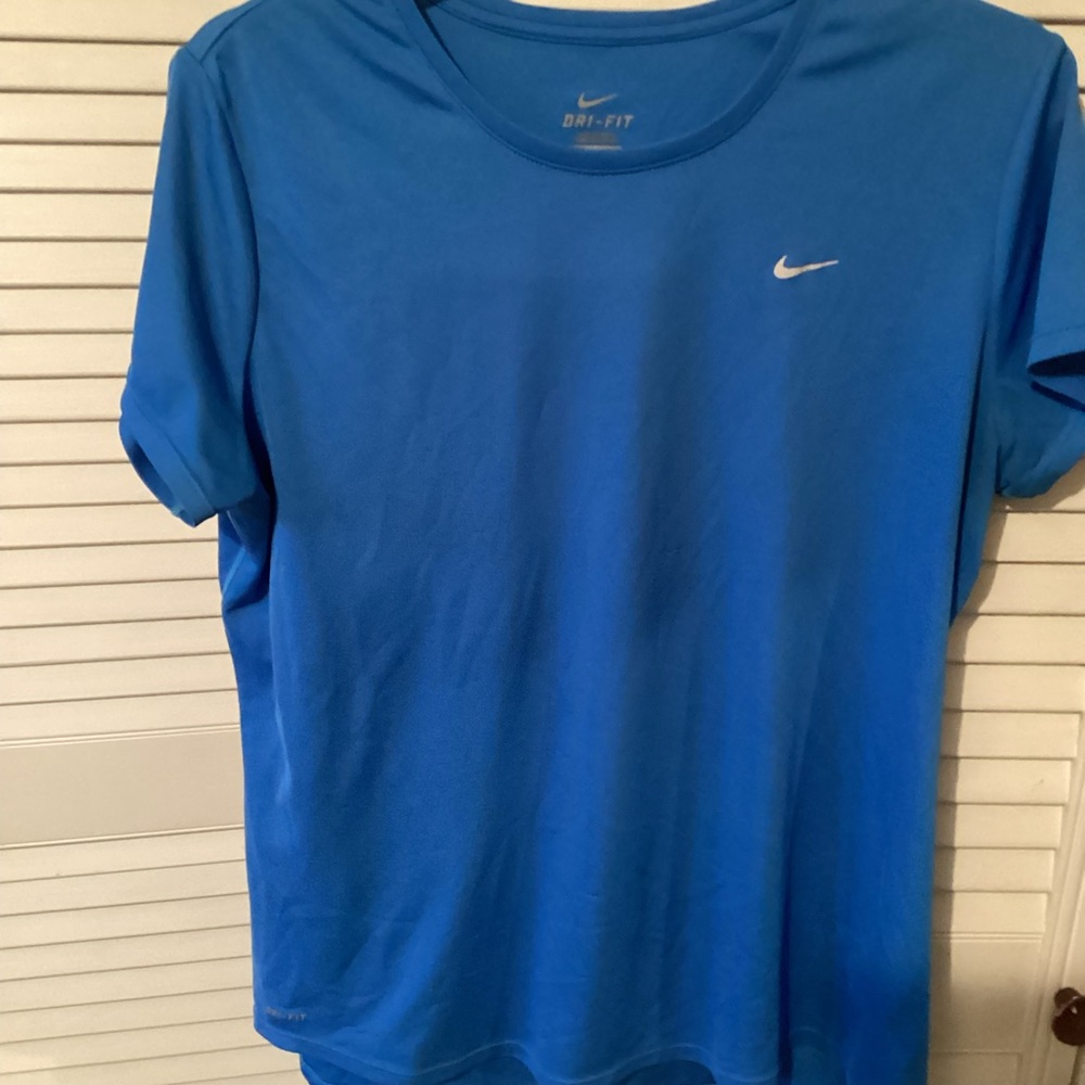 Nike Blue Dri-FIT Short Sleeve Tee with White Swoosh